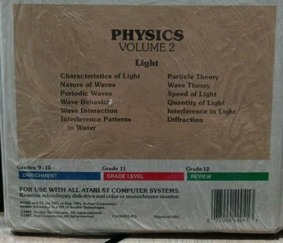 Physics, Volume 2 for Atari Scholastic Series ST ARRAKIS ADVANTAGE