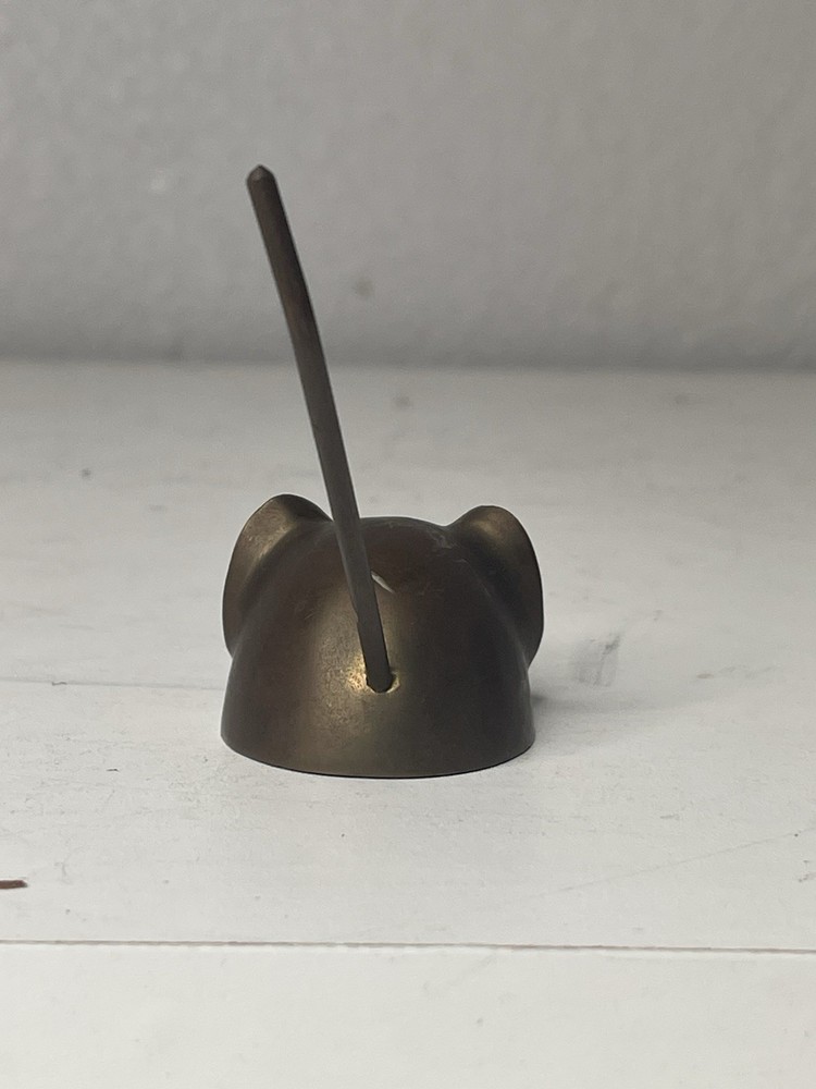 Vintage Solid Brass Small Long Tailed Mouse Paperwieght Ring Holder