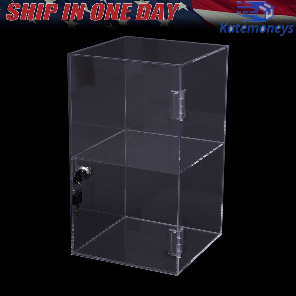2-layers Countertop Display Case 20*20*35cm Locking Security Showcase Cabinet US