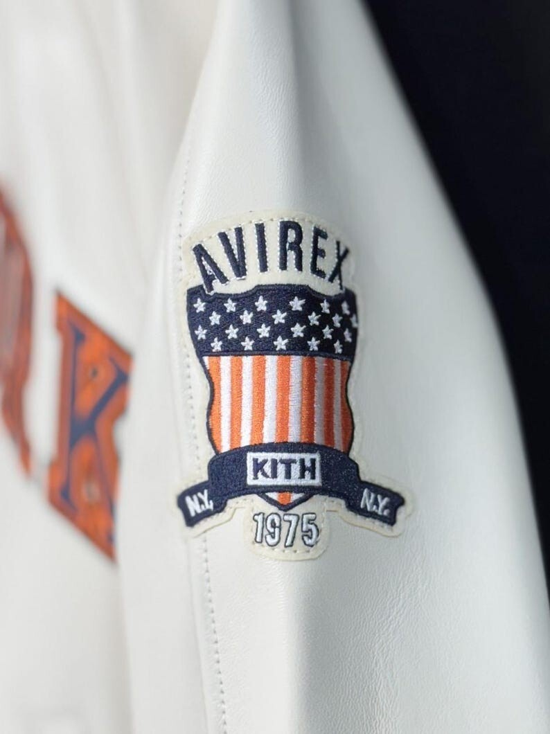 Avirex x KITH Knicks Varsity Jacket NBA New York Cream Bomber Limited Edition