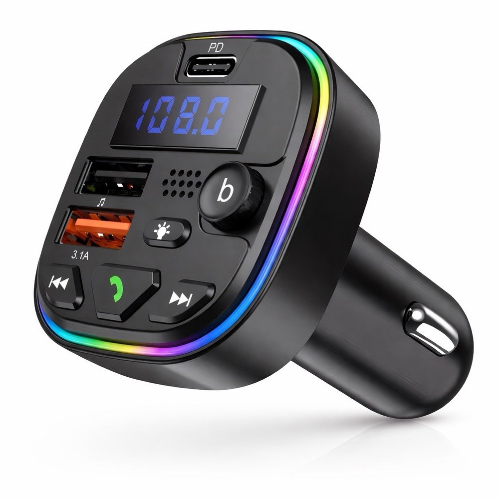 Bluetooth FM Transmitter Car Charger PD USB C QC3.0 Adapter LED Display