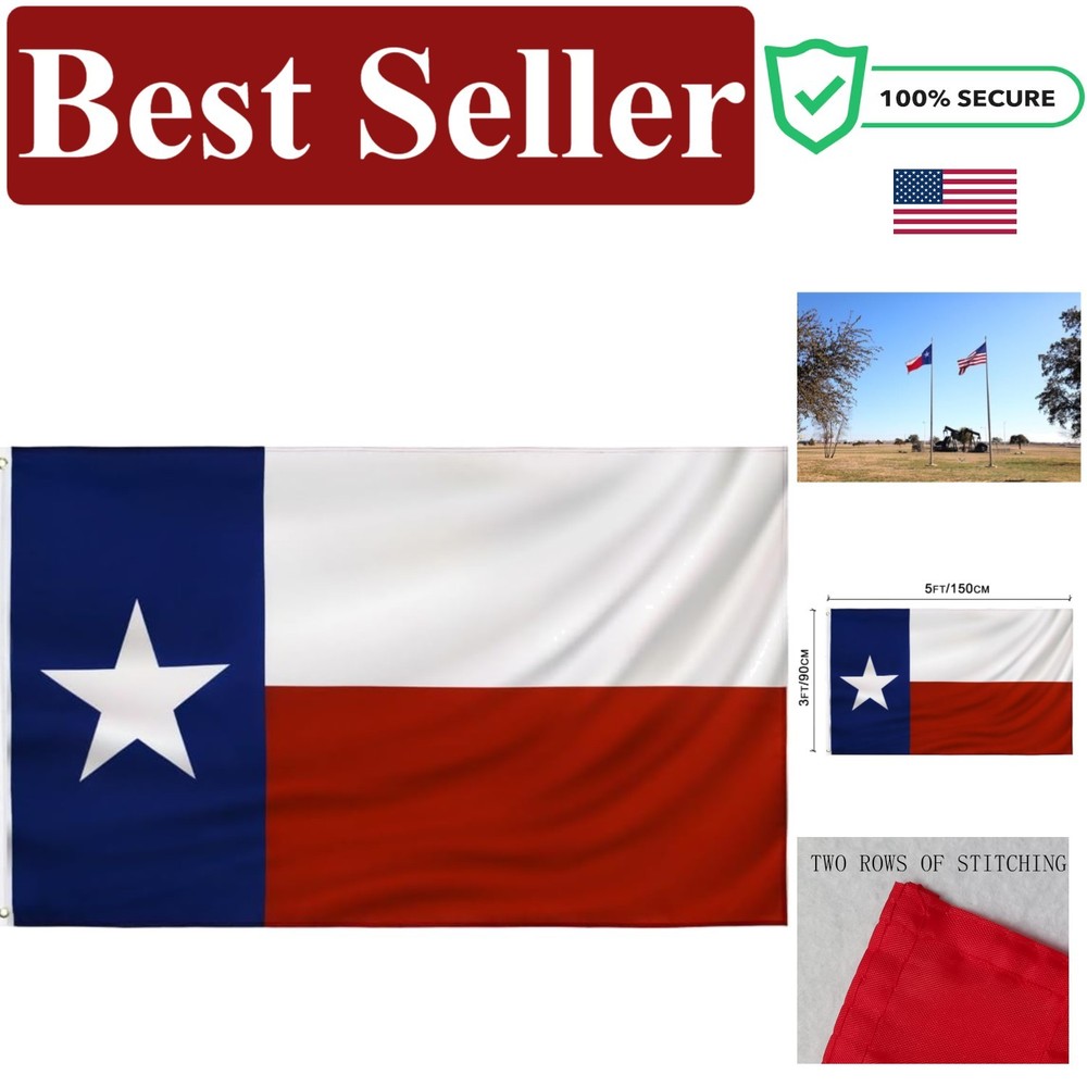 Durable Texas State Flag 3x5 FT - Lightweight Polyester for Indoor/Outdoor Use