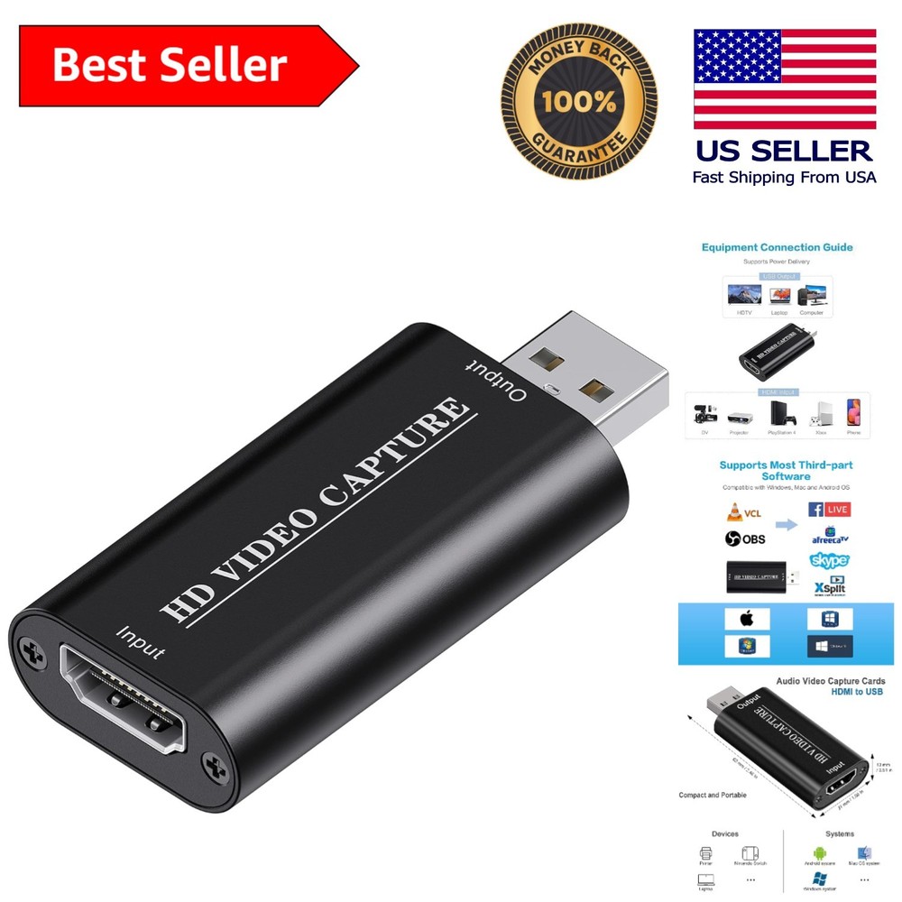 Compact 4K HDMI Capture Card - High-Quality USB Adapter for Gaming & Teaching