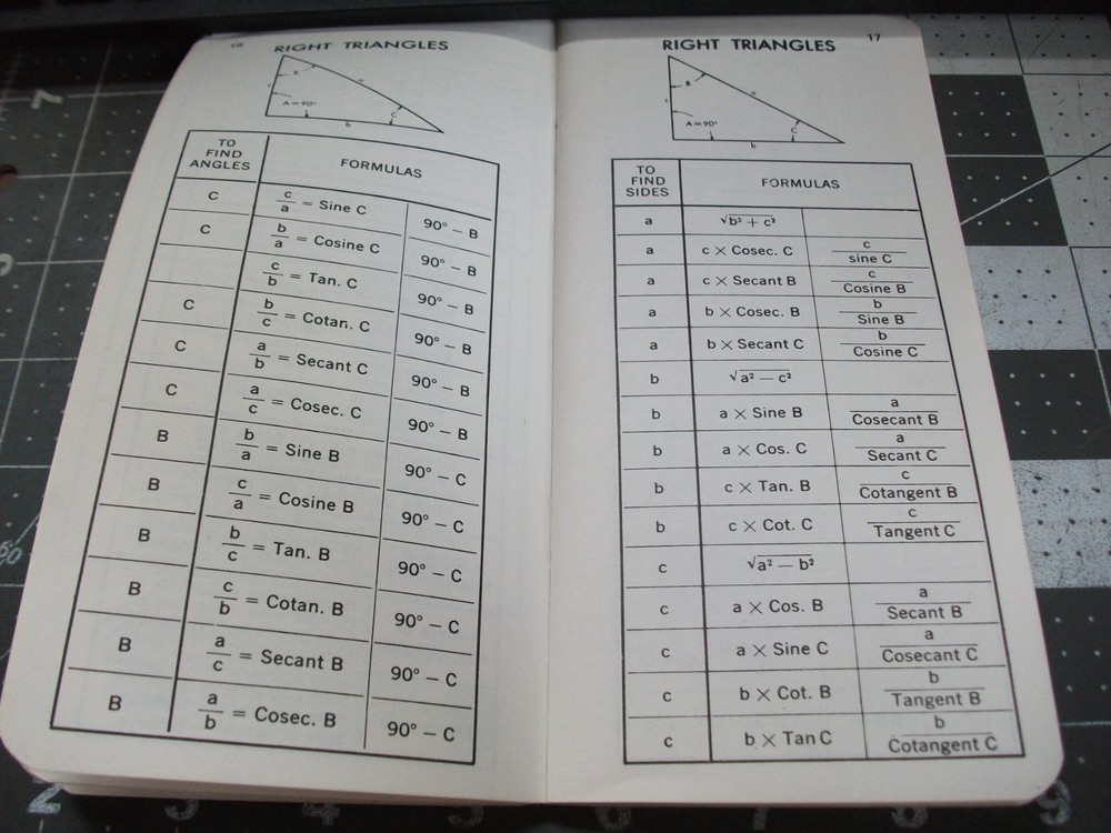 Vintage Trigonometry Tables Pocket size reference book