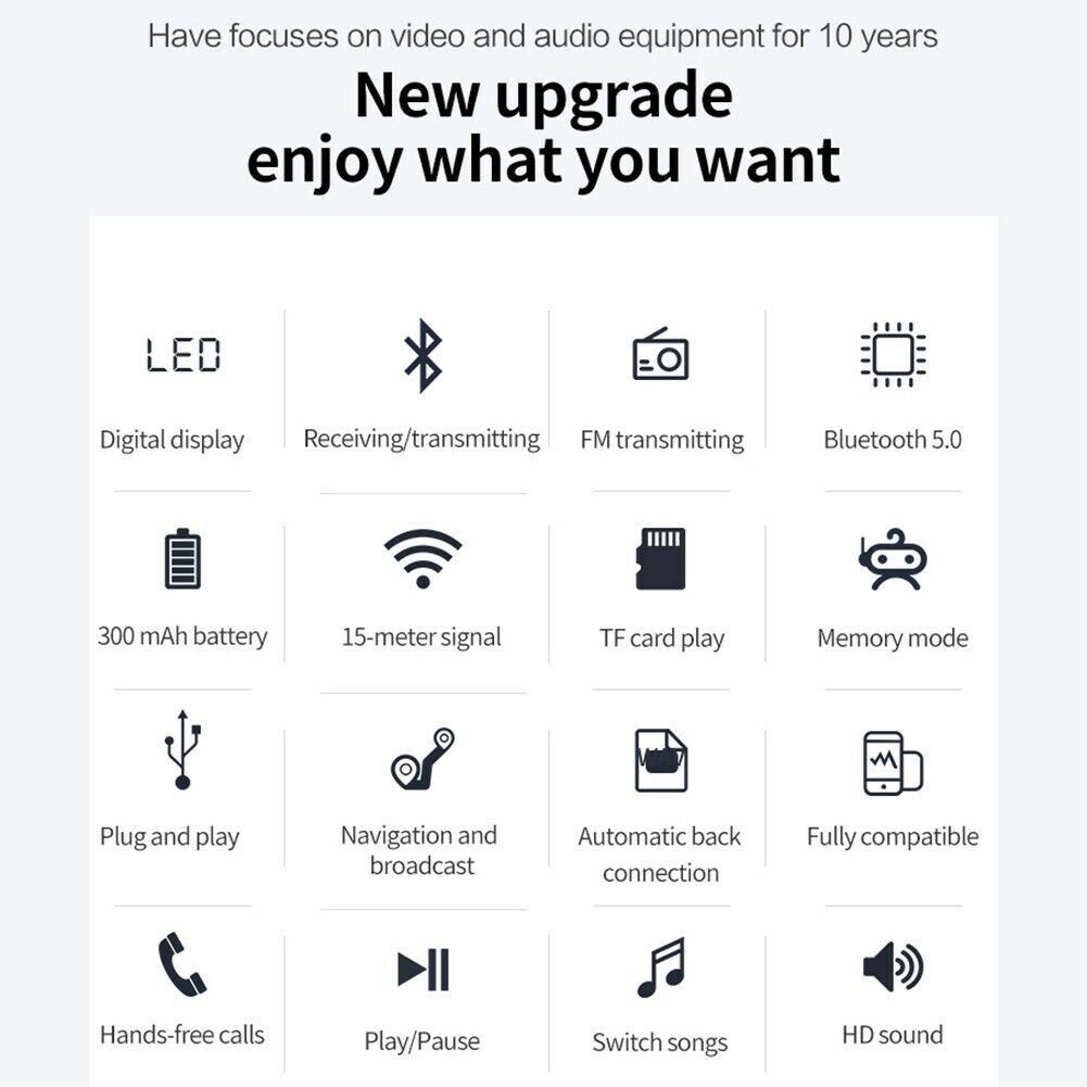 USB Bluetooth 5.0 Transmitter Receiver 4in1 Wireless Audio 3.5mm Aux Car Adapter