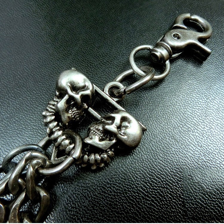 Vintage Long Strong Leash Biker Trucker Key Jean Heavy Wallet Chain Skull Bullet