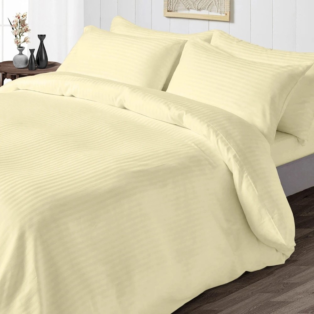 Soft Bedding 1000 - 1200 Thread Count 100% Cotton Ivory Stripe Select Item