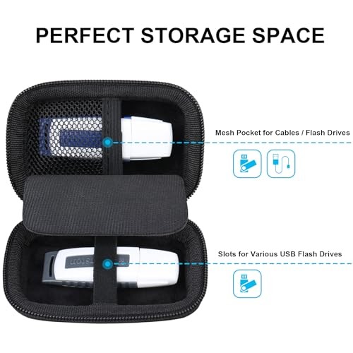 USB Flash Drive Case, USB Storage Case, USB Holder Storage Bag, Thumb Black