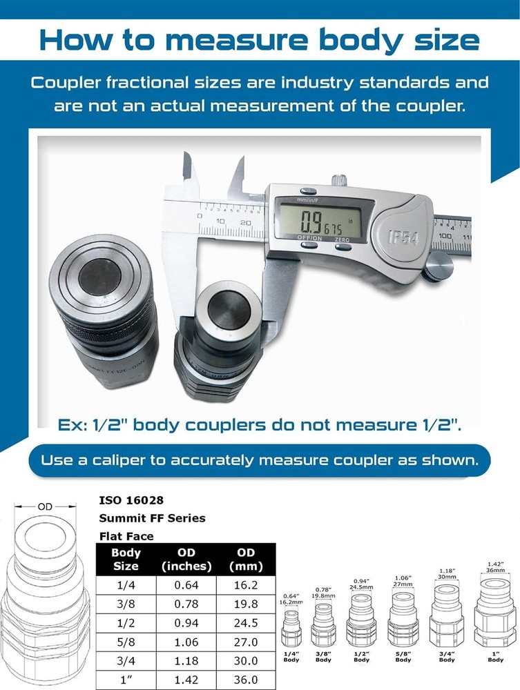 3/8" Hydraulic Quick Connect Coupler Set with Dust Caps