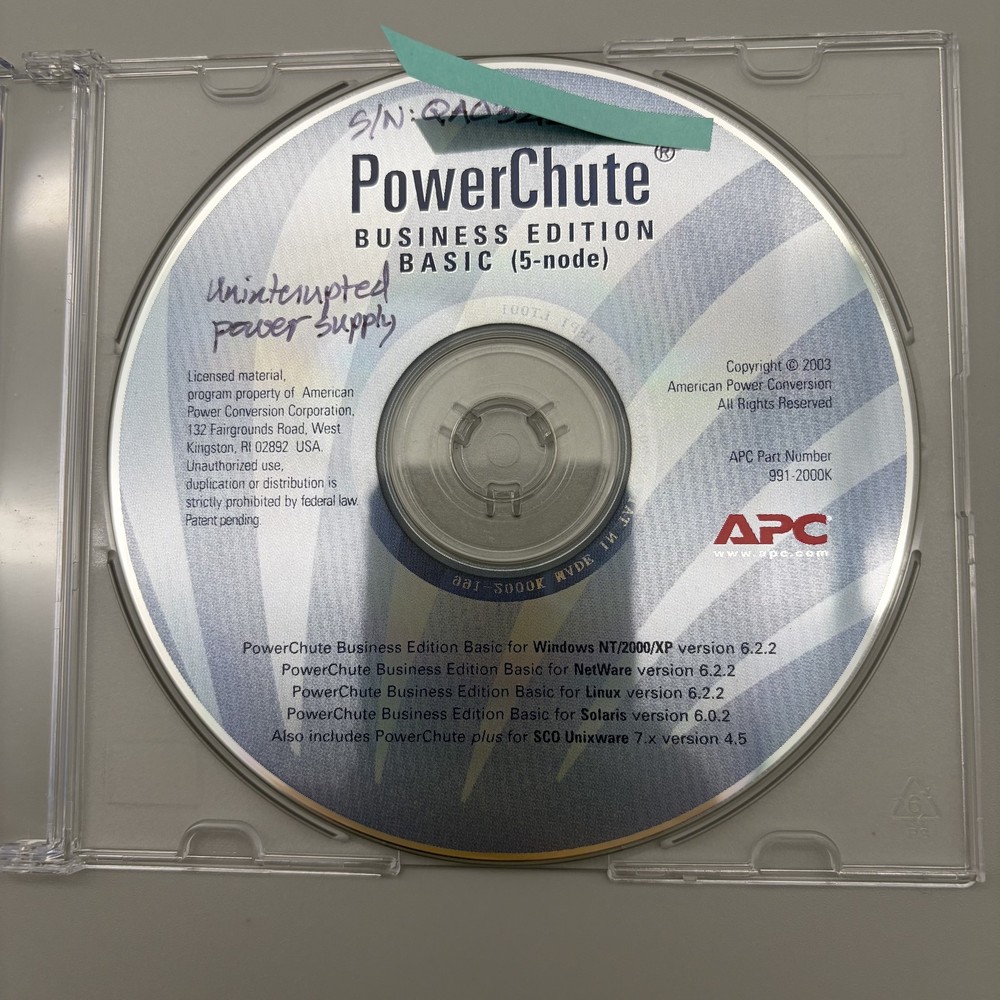 Vintage 2003 APC PowerChute Business Edition Basic 5-Node Software CD-ROM