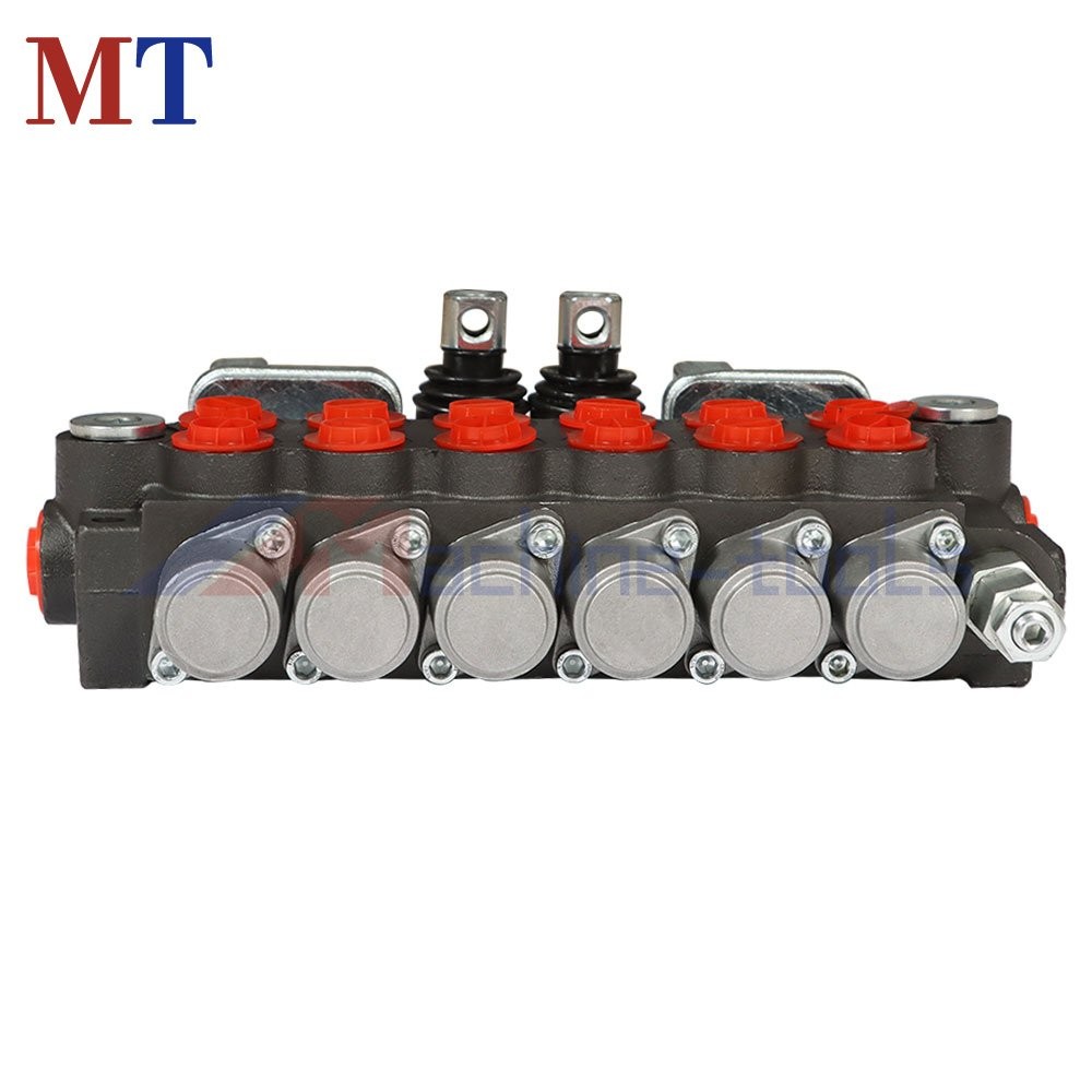 6 Spool Hydraulic Backhoe Directional Control Valve With 2 Joysticks 11GPM