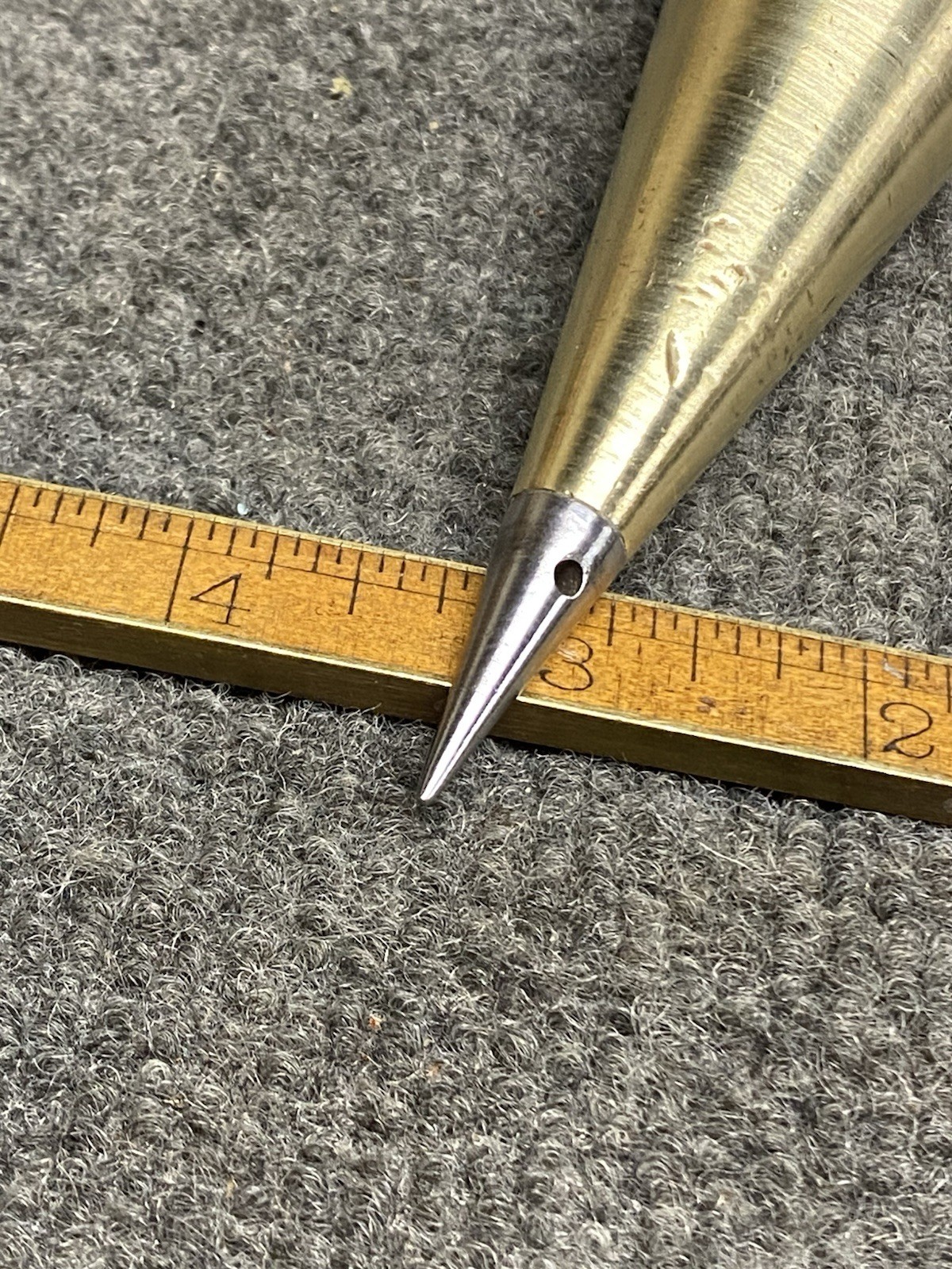 Vintage Bell System 18 Oz Brass Plumb Bob With Leather Sheath And Steel Tip USA