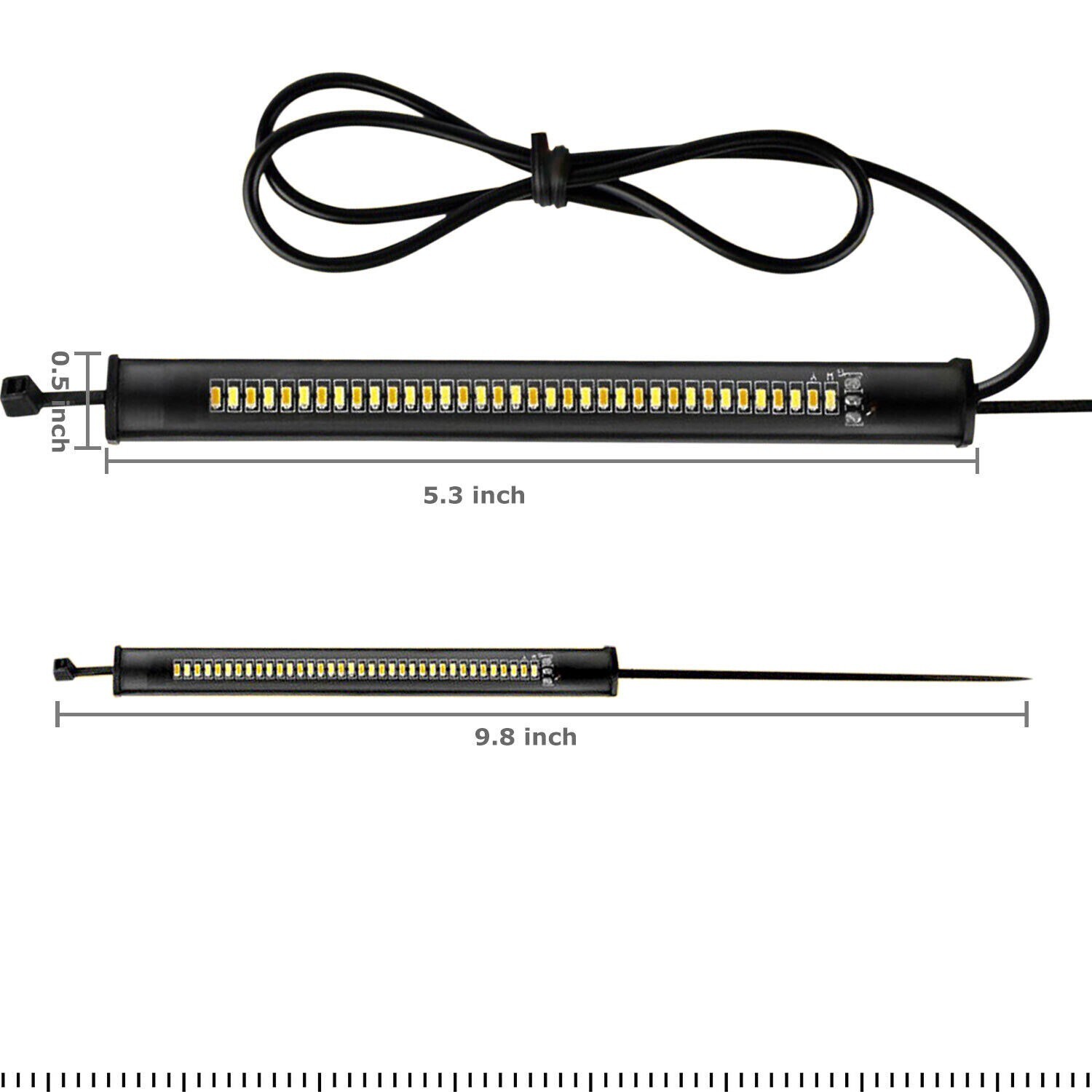 2 LED Motorcycle Turn Signals Light Blinker FORK Strip Flowing Amber Universal