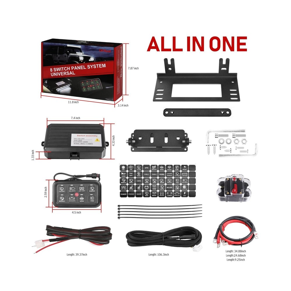8 Gang Switch Panel, On-Off LED Multifunction Switch Panel Automatic Dimmable...
