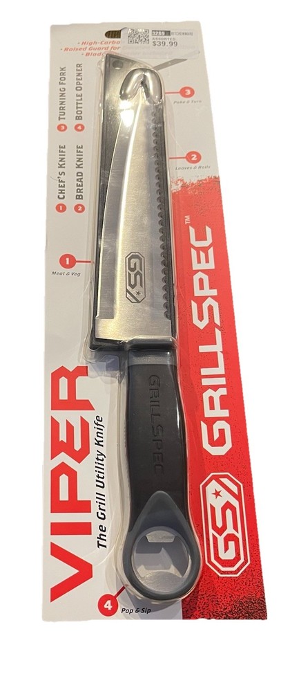Viper Knife By Grillspec, Multi Use Utility, Chef’s, Bread, Turning Fork, Bottle