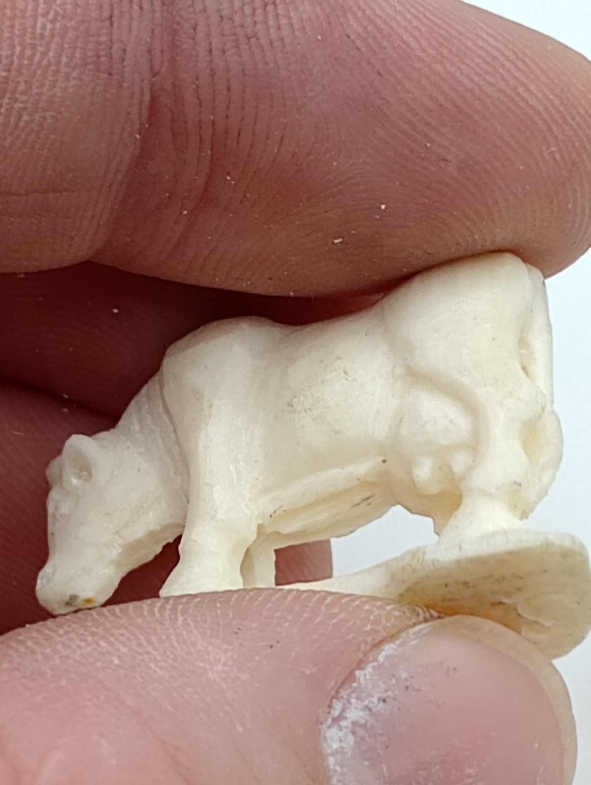 Bovine Bone Hand Carved Cow Figurine Made In USA Collector Item Farm Animal Gift