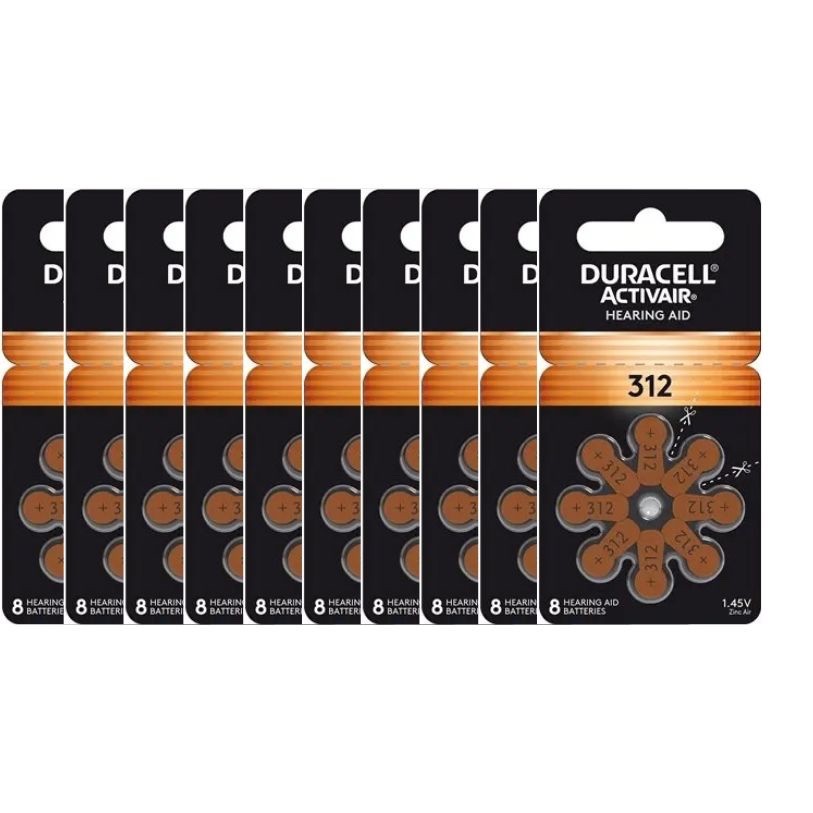 Duracell Activair Hearing Aid Batteries: Size 312 (80 Batteries).  Exp 2029
