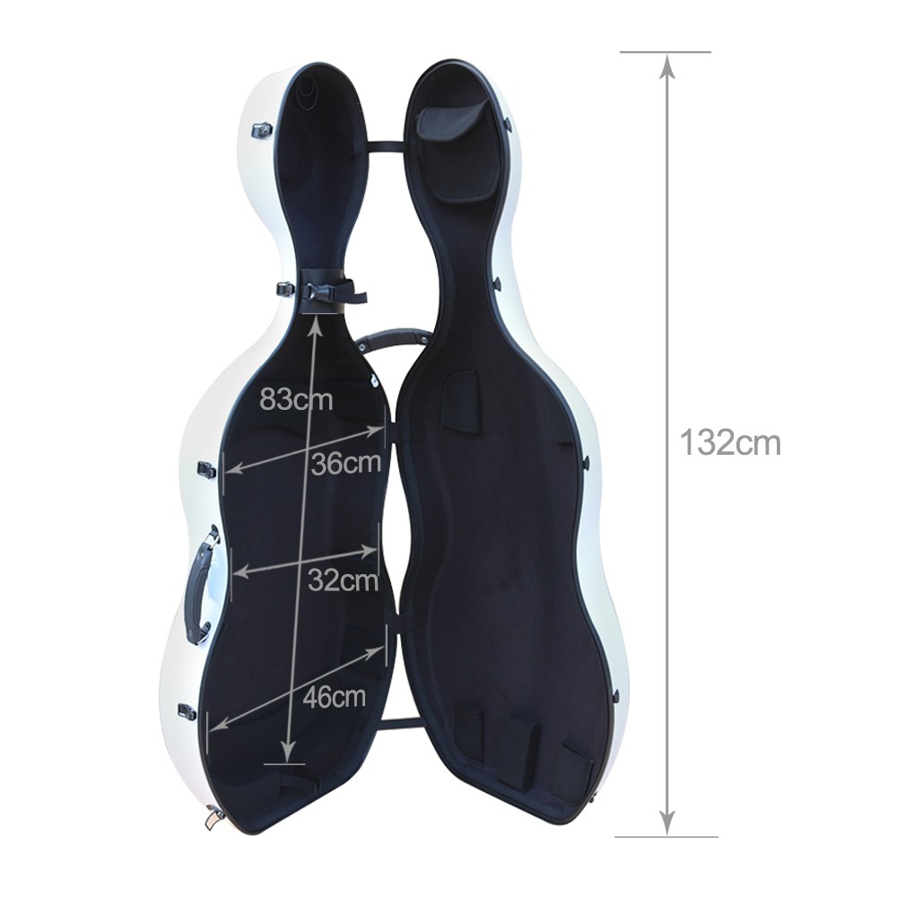 4/4 Full Size Cello Case with Wheels Embedded Handle Hard Shell Strong Protect