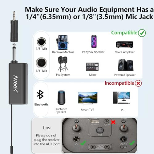 Karaoke Microphone Wireless, Microphone for Speakers with Rechargeable