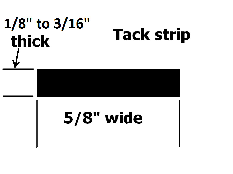 Universal convertible top tacking strip 5/8" wide X 1/8" to 3/16" thick, 10 ft