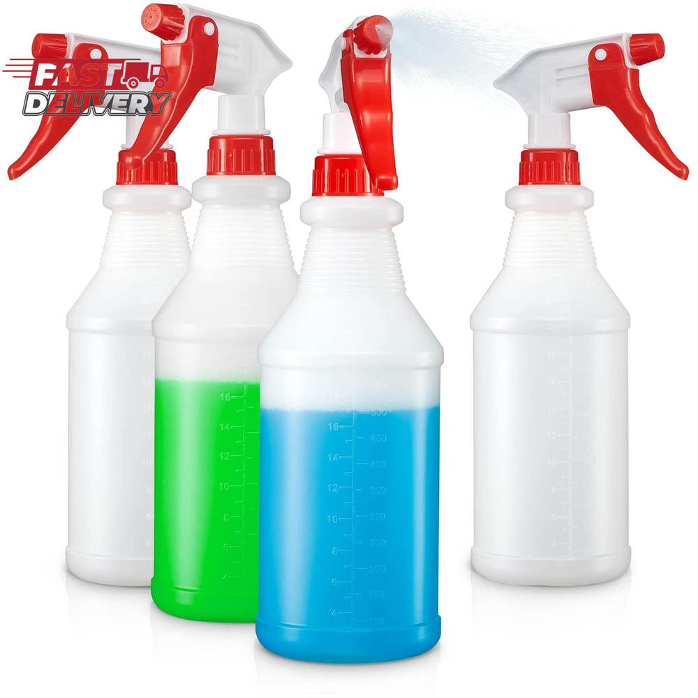 SUPER+ 2 Pack Plastic Spray Bottles 24 OZ – Leak Proof, Adjustable Nozzle, Empty