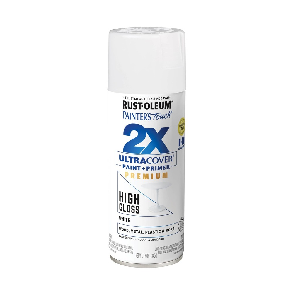 Painter's Touch High Gloss White Spray Paint 12 Ounce Durable Coverage Fast D...