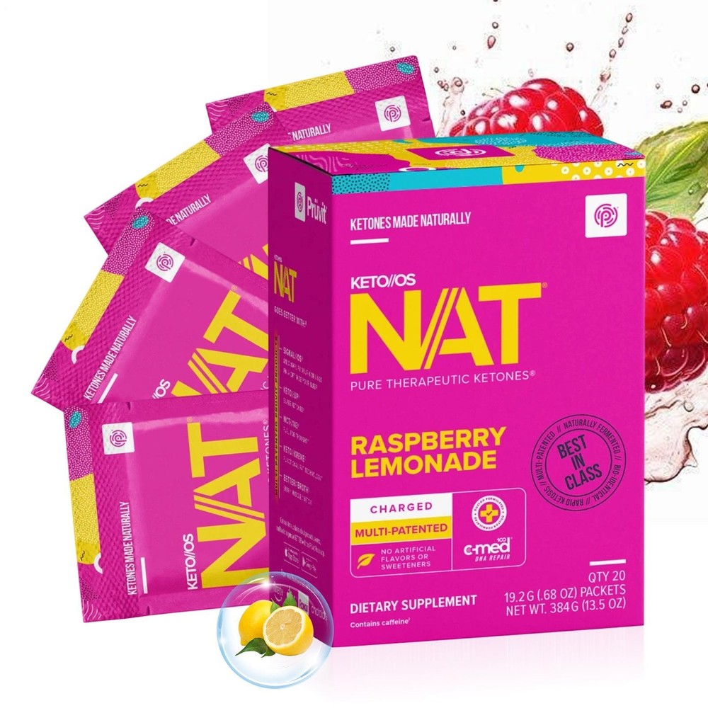 PRUVIT Ketones NAT 20 Packets Charged RASPBERRY LIMONADE