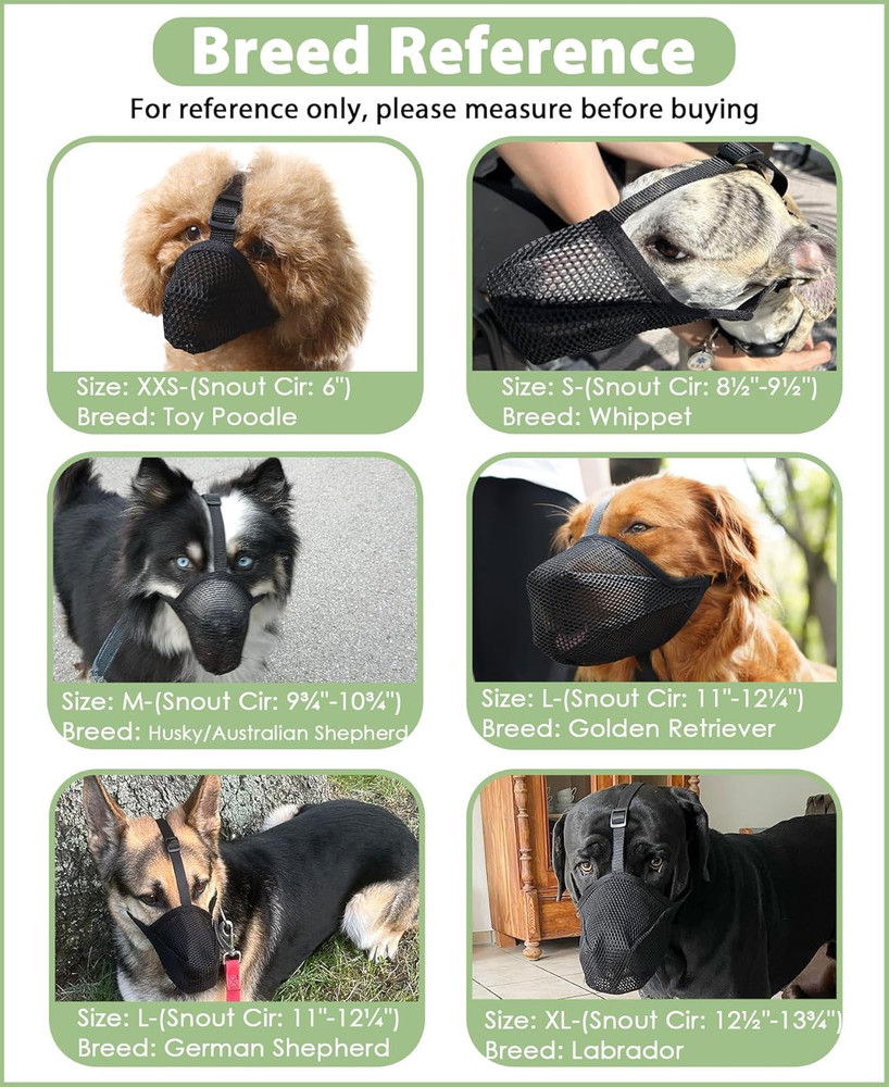 Dog Muzzle, Patented Soft Mesh Muzzle for Small Medium Large Dogs for Scavenging