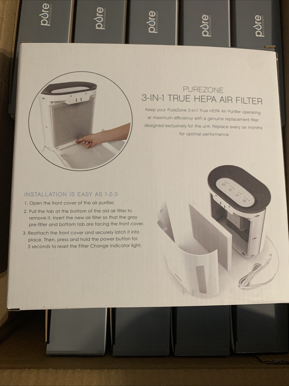 Pure Enrichment 3-in-1 True Hepa Air Filter Replacement 2-Pack PureZone - NEW