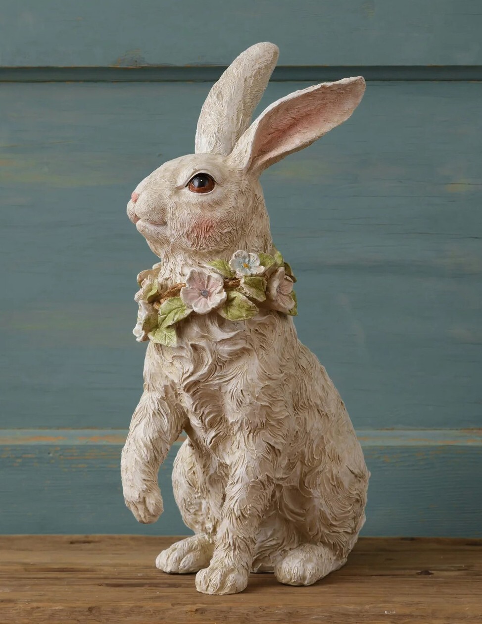 New Sitting BUNNY With FLOWERS 14" Tall ... Spring Easter Rabbit Farmhouse