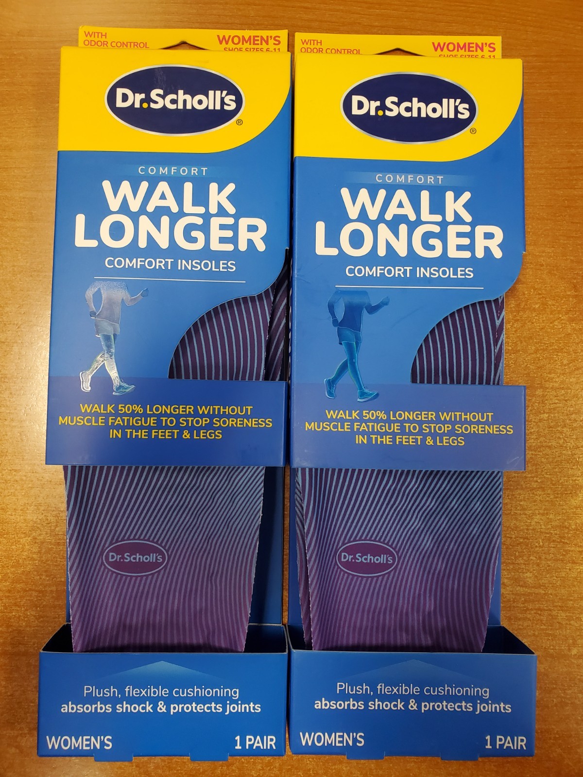 2 Pairs: Dr. Scholl's Walk Longer Comfort Insoles Women's Size 6-11 (3252) R7P8a