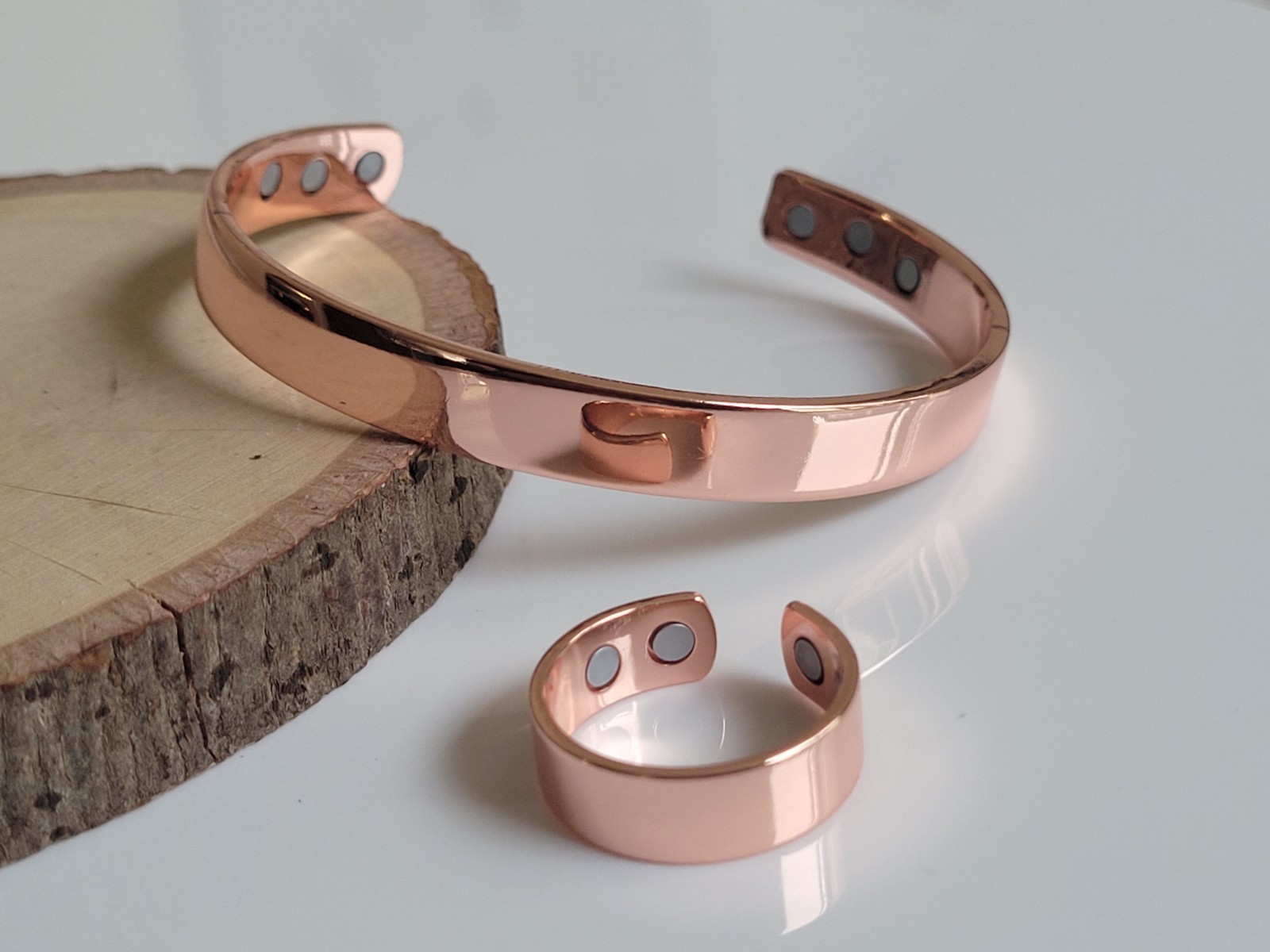 Pure Copper Magnetic Bracelet & Ring Set Arthritis Cuff