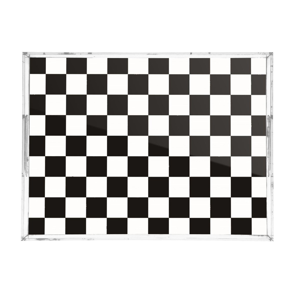 Clear Acrylic Serving Tray Handles 12x16 Inch Decorative Rectangular Ottoman