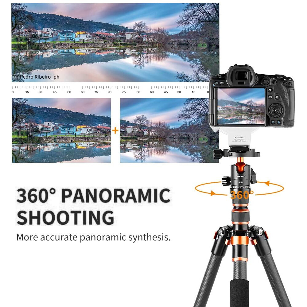 K&F Concept Carbon Fiber Camera Tripod with Metal Ball Head for DSLR Cameras