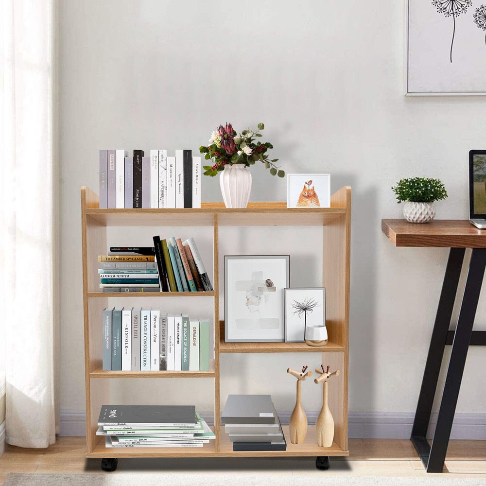 Filing Cabinet, Storage Shelf, Mobile Printer Stand Rubberwood