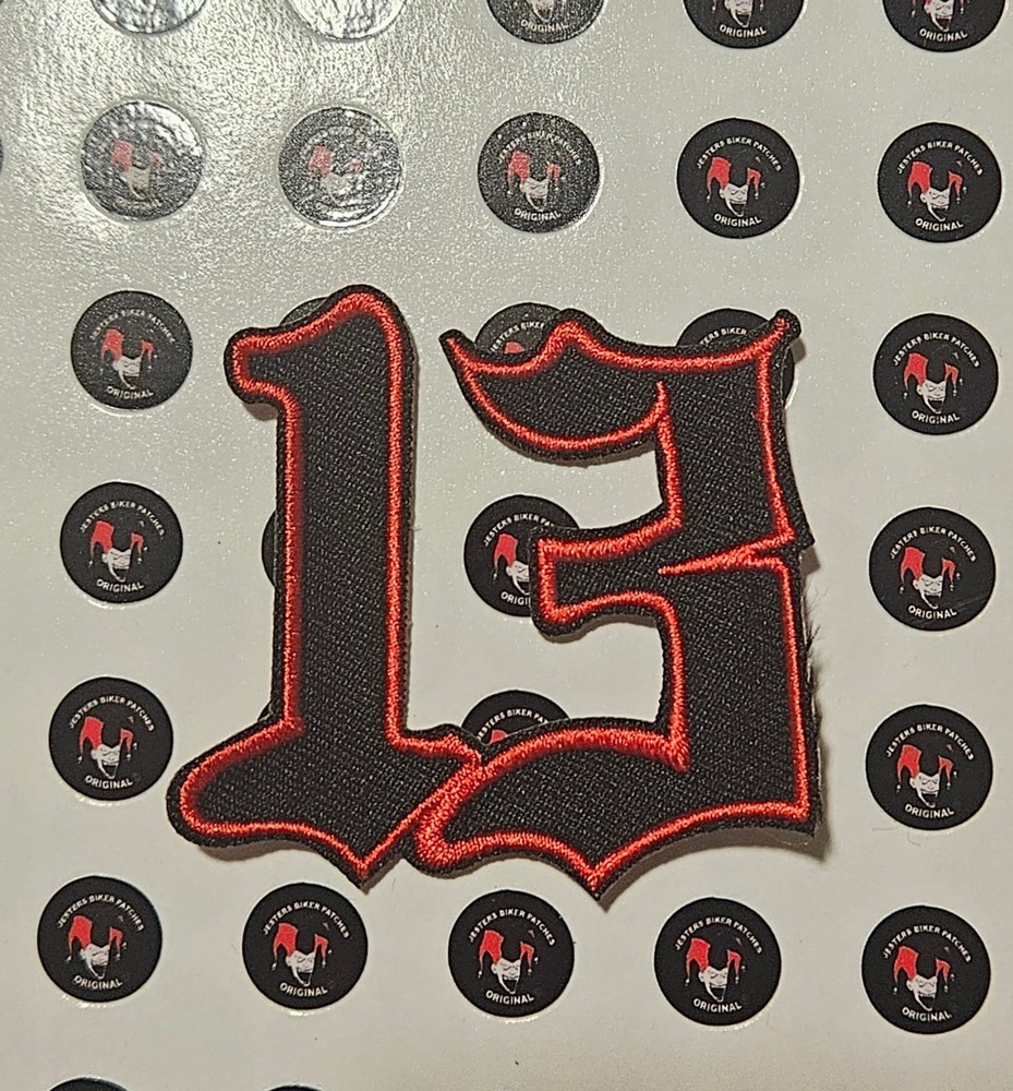Number 13 Red on Black # 13 Patch Embroidered Biker Patch