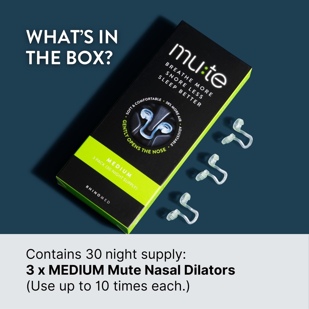 Mute Nasal Dilator Snoring Solution | Medium 3 3 Pack Medium, Transparent