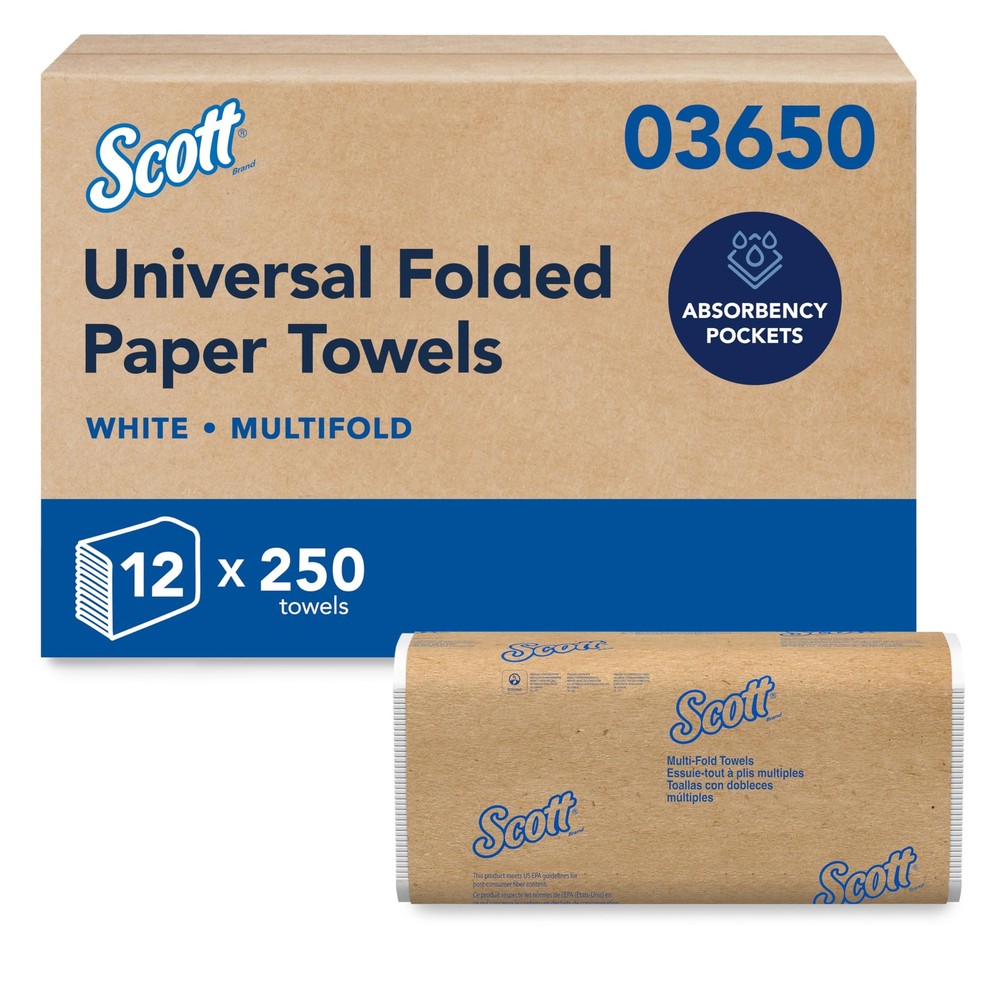 Scott Professional Universal Multifold Paper Towels, Bulk 03650, Absorbency