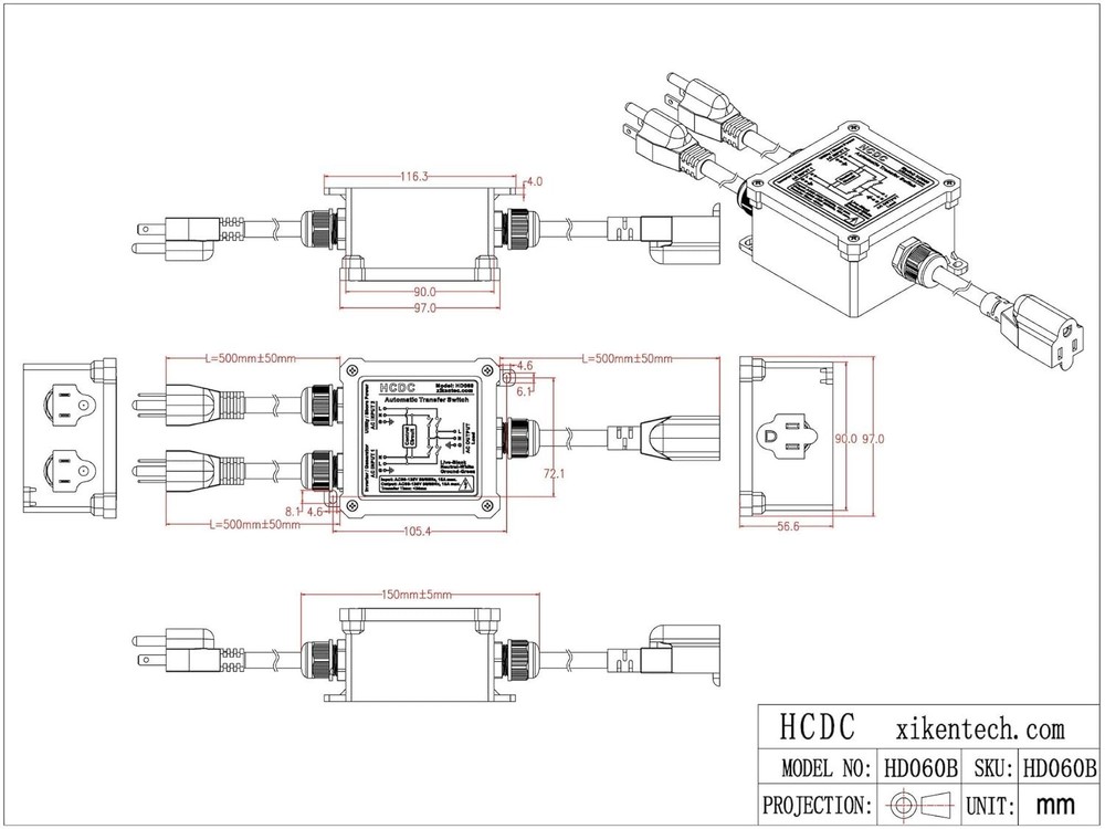 AC120V 15Amp Automatic Transfer Switch - Waterproof and Compact Design