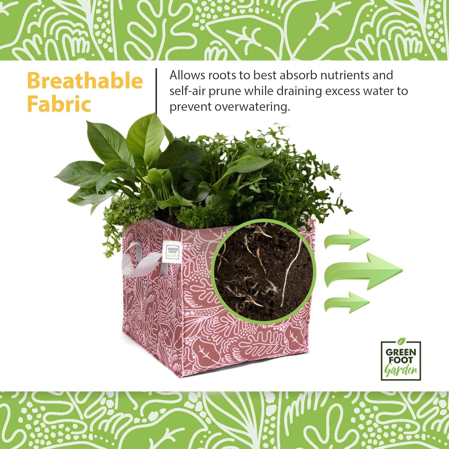 Greenfoot 7 Gallon Garden Grow Bag Square with Handles