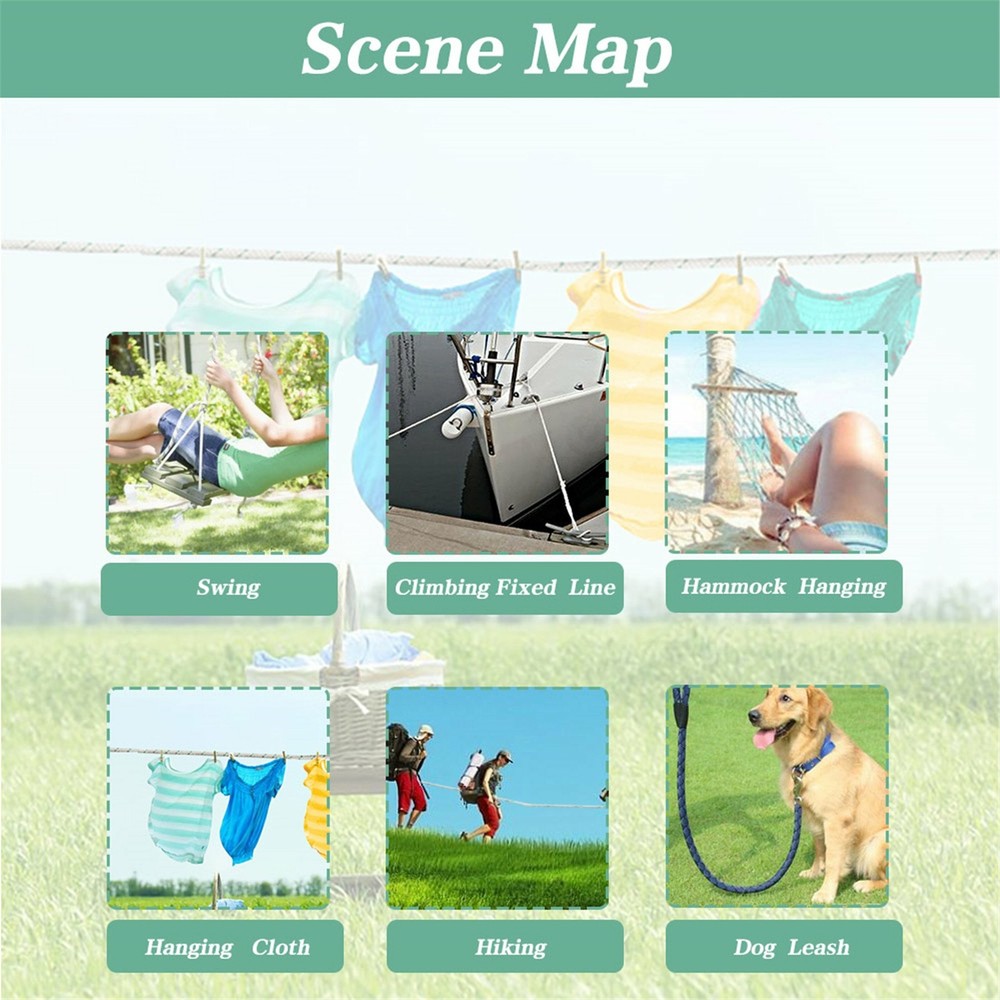 100' Double Braid Polyester Rope Rigging Rope 1/2" 6180lbs Breaking Strength