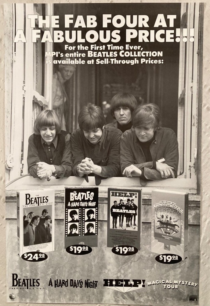 Beatles ‘91 VHS Video Promo  Poster Help Hard Day’s Night Magical Mystery Tour I