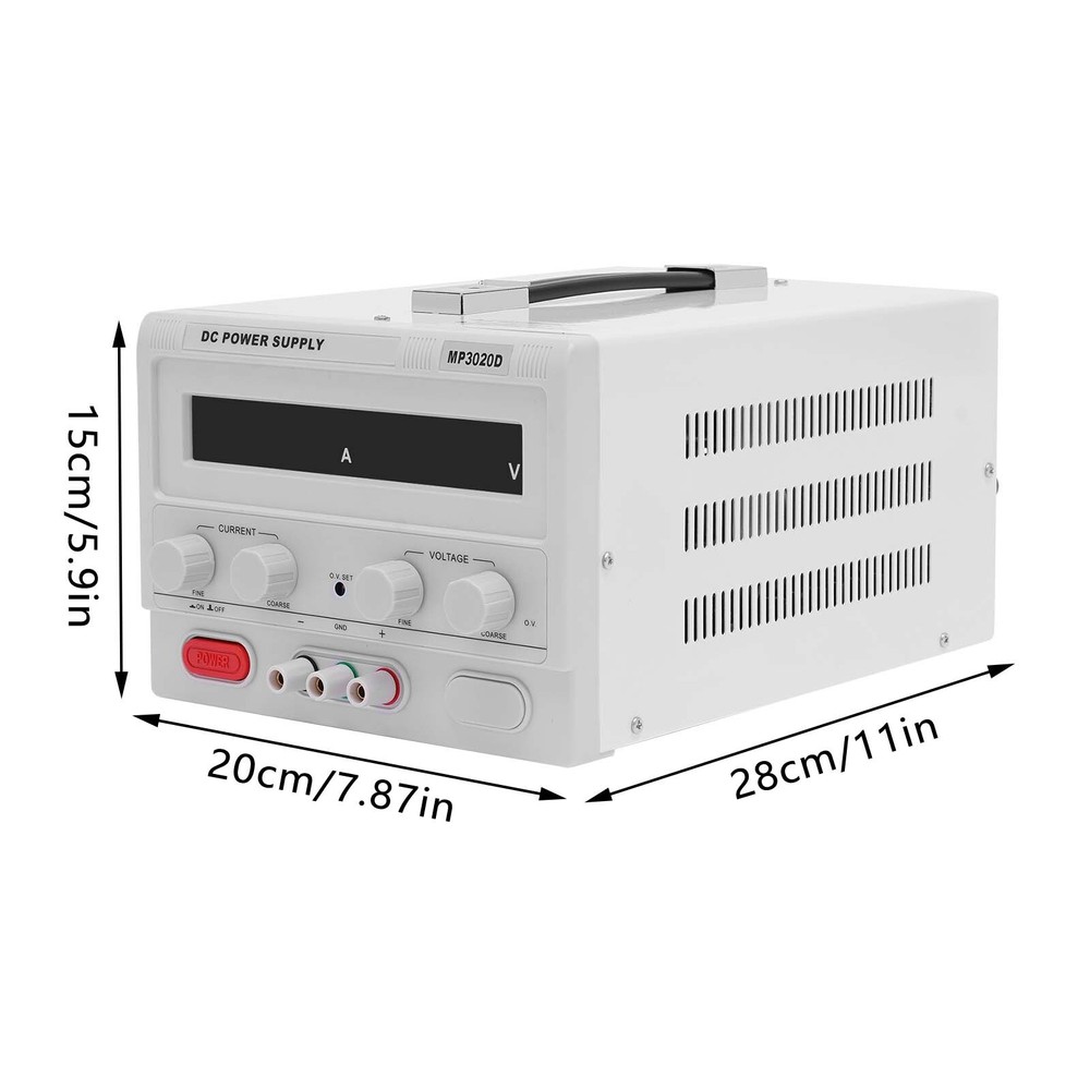 DC Power Supply Variable 30V 20A Adjustable High Precision Digital & Power Cord