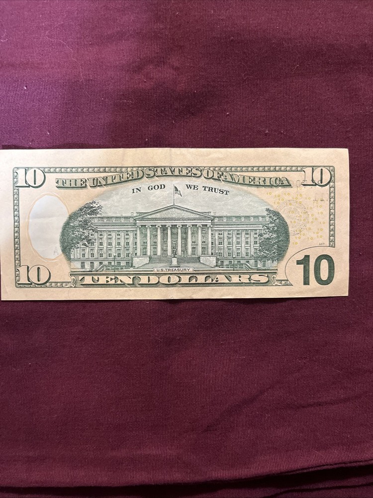 $10 Banknote Series 2017A Excessive Ink Bleed Through Almost Uncirculated￼