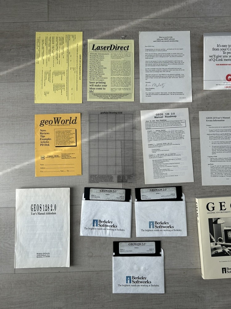 GEOS 128 2.0 Commodore 128 Operating System w/ Box, Manuals, Paperwork...