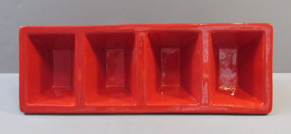 2014 Avon Striped Ceramic Condiment Server (no box) - 4 Sections