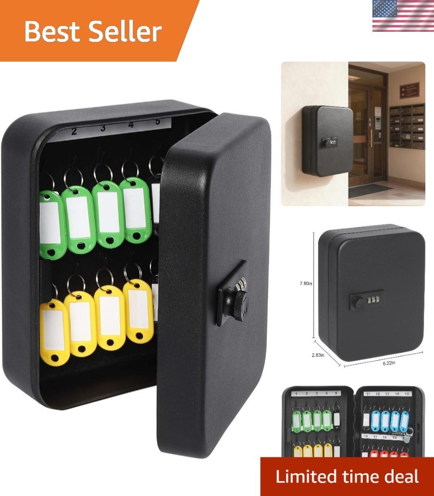 Key Box with Combination Lock Wall Mount Secure Key Organizer 20 Hooks