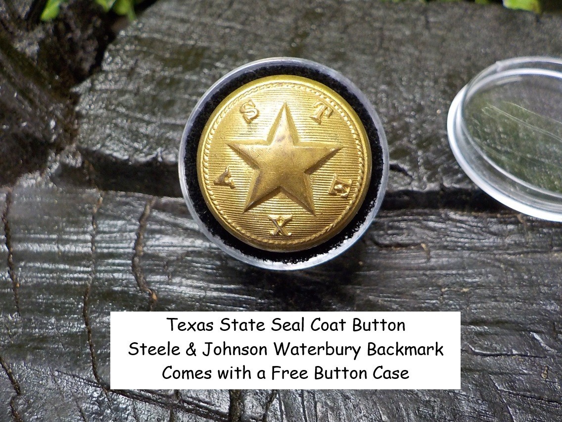 Old Rare Vintage Antique War Relic Texas Coat Button Free Display Case