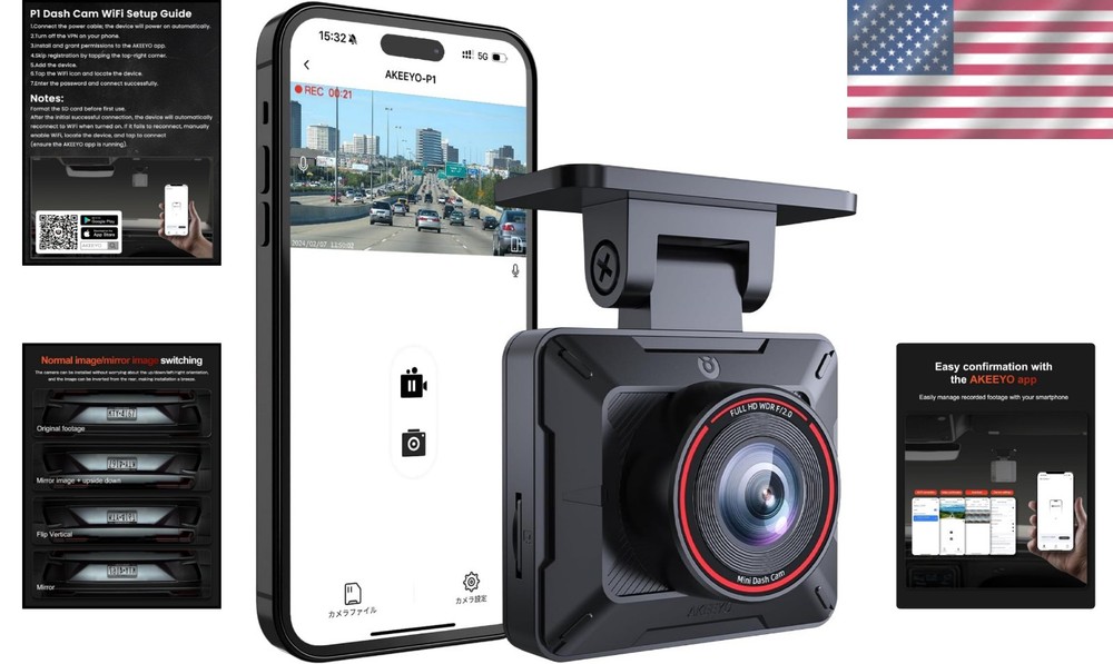 P1 Dash Cam - Loop Recording, Easy App Control, Full HD Safety Solution