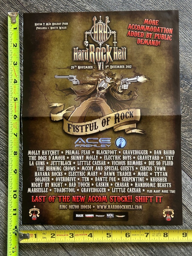 Kiss Concert Ad Advert ACE FREHLEY Hard Rock Hell Wales UK 2012 Vintage Kiss B